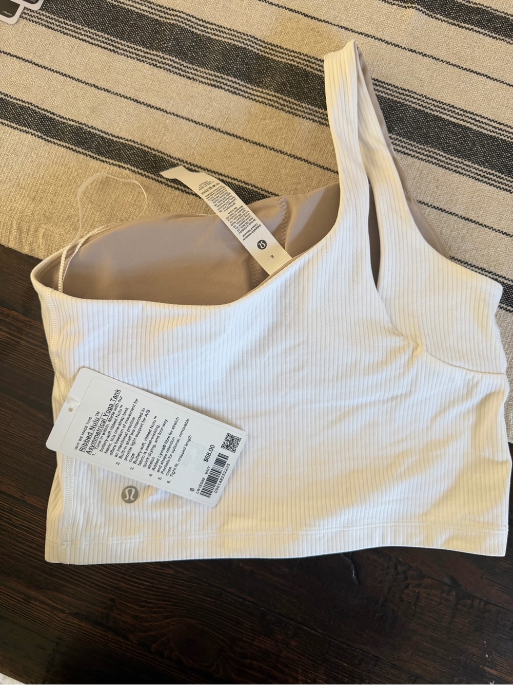 lululemon athletica Ribbed One-Shoulder Sports Bra Top in White/Cream